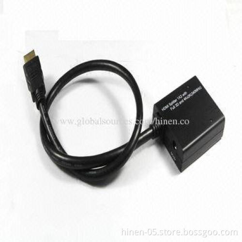 1X2 HDMI Splitter with Full 3D and (340MHz), Pigtail Type, Supports 1,080P Highest Video Resolution